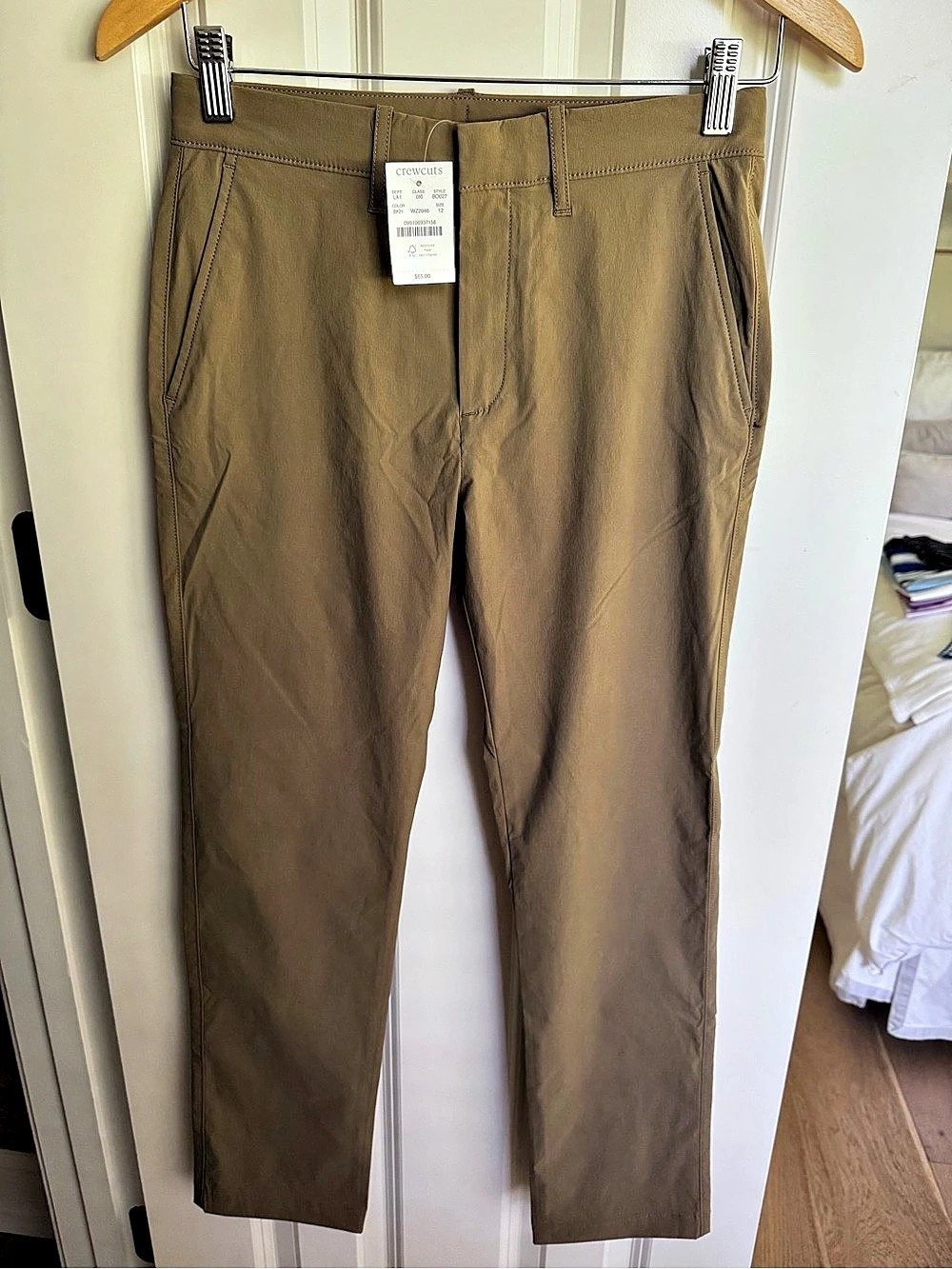 Boys Jcrew slim fit tech pants. Brown/deep Khaki waists Size 12